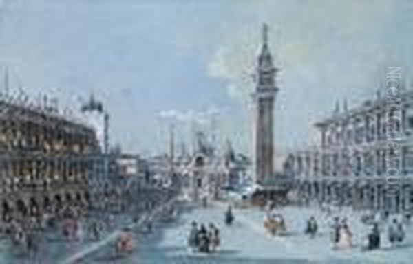 Venice, A View Of Piazza San 
Marco Looking East Towards The Basilica Di San Marco And The Campanile Oil Painting by Giacomo Guardi