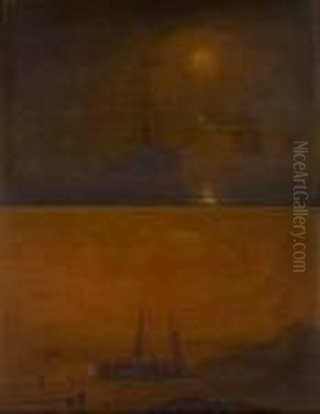 Marines Au Coucher Du Soleil Oil Painting by Herminie Gudin