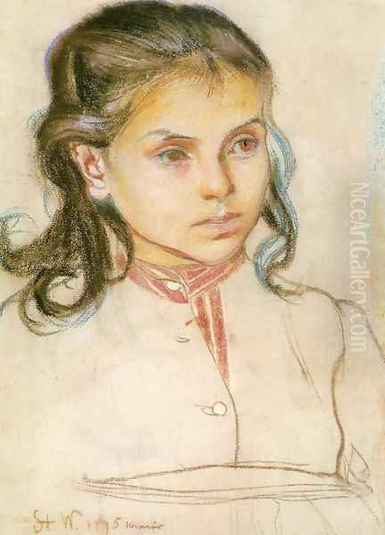 Head of a Girl II Oil Painting by Stanislaw Wyspianski