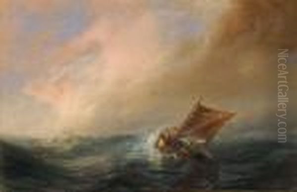 Bateau En Pleine Mer Oil Painting by Theodore Gudin