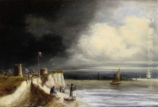 Bord De Mer Oil Painting by Theodore Gudin