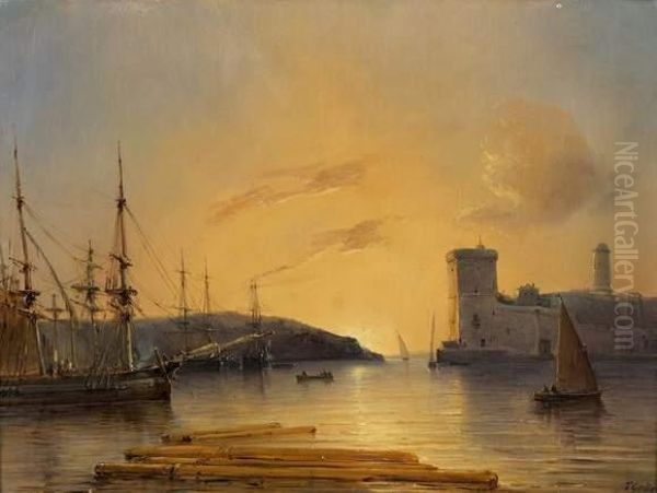 Marseille, Le Vieux Por Oil Painting by Theodore Gudin