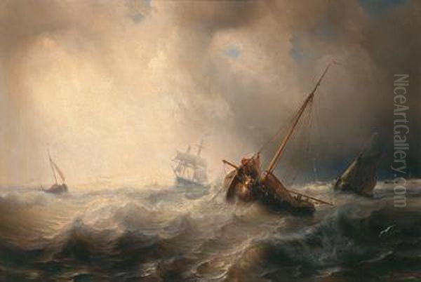 Mare In Tempesta Oil Painting by Theodore Gudin