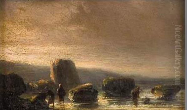 Bord De Mer A Boulogne-sur-mer Oil Painting by Theodore Gudin