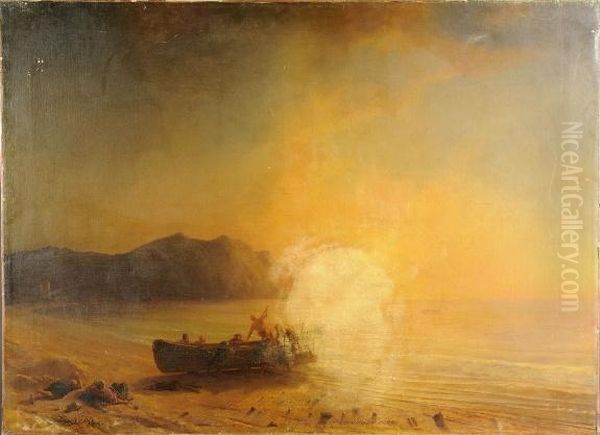 [marine Orientaliste] Oil Painting by Theodore Gudin