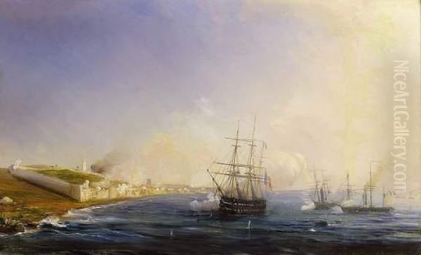 Bombardement Et Prise De Sale Oil Painting by Theodore Gudin