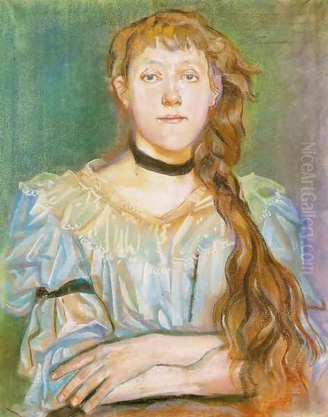 Portrait of Maria Waskowska Oil Painting by Stanislaw Wyspianski