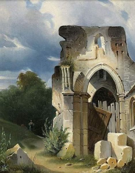 Paysage De Ruines Oil Painting by Theodore Gudin