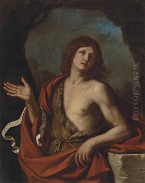 Saint John The Baptist In The Wilderness Oil Painting by Guercino