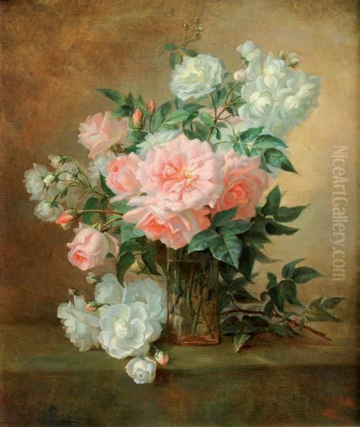 Roses Dans Un Vase Oil Painting by Therese Guerin