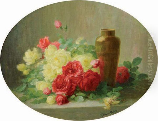 Roses Et Dinanderie Oil Painting by Therese Guerin