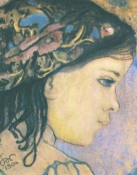 Helenka - the Artist's Daughter Oil Painting by Stanislaw Wyspianski