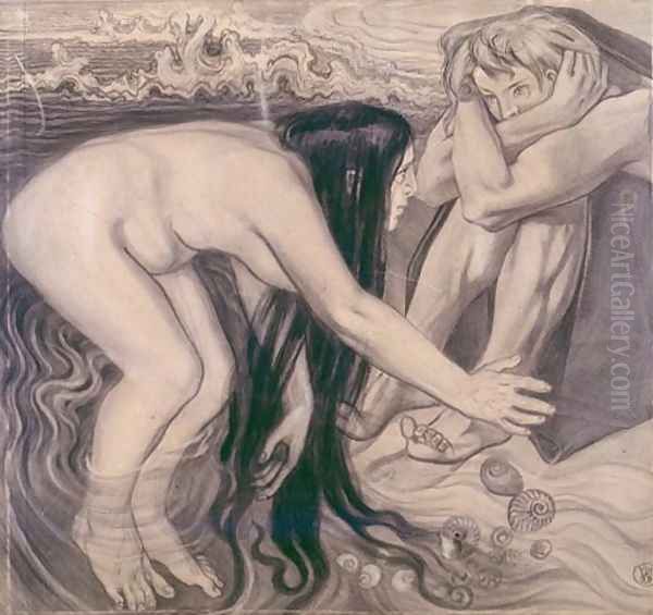 Thetis Emerging from Waves to Her Son Oil Painting by Stanislaw Wyspianski