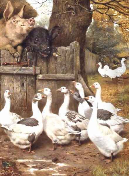 Farmyard Friends Oil Painting by William Weeks