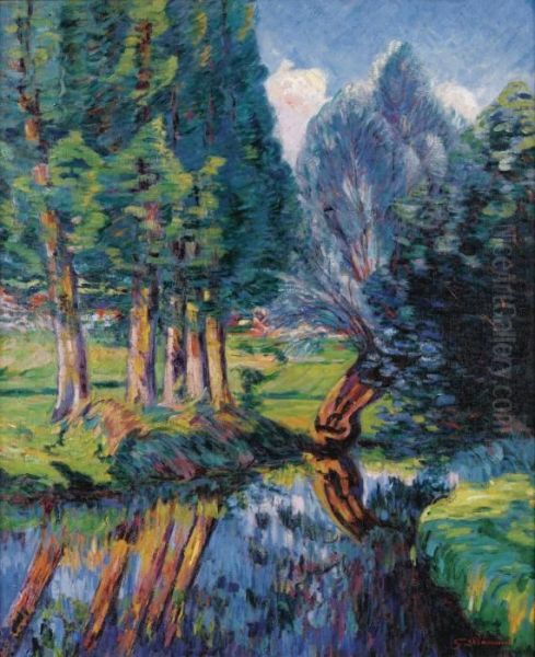 Paysage A Breuillet Oil Painting by Armand Guillaumin