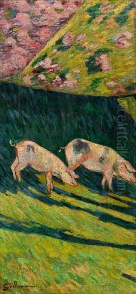 Zwei Schweine Oil Painting by Armand Guillaumin