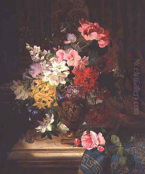 A Still Life of Flowers Oil Painting by William John Wainwright