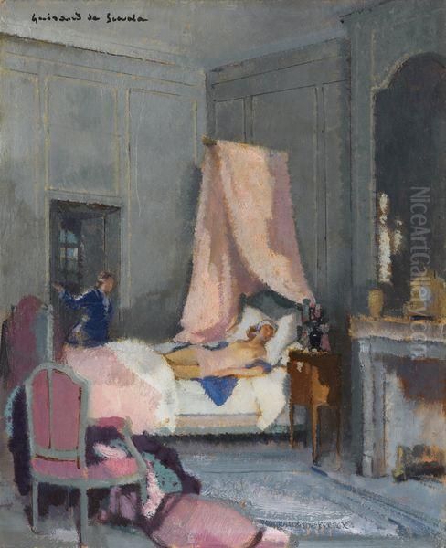 < La Chambre A Coucher >. Oil Painting by Lucien Victor Guirand De Scevola