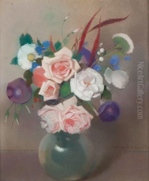 Nature Morte Au Vase De Fleurs Oil Painting by Lucien Victor Guirand De Scevola