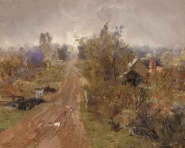 Road and Cottage, Heidelberg Oil Painting by Walter Withers