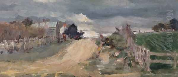 Road and Stormy Sky, Eltham Oil Painting by Walter Withers