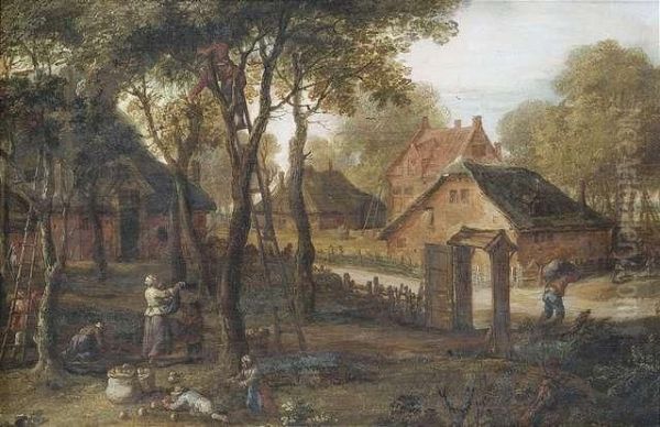 Apfelernte In Einem Hollandischen Dorf Oil Painting by Pieter Gysels