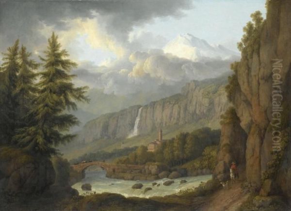 View Of Giornico From The St. Gotthard Pass, Switzerland Oil Painting by Jacob Philipp Hackert