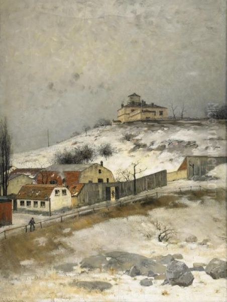 Odengatan I Stockholm Med Observatoriet Pa Hojden Oil Painting by Axel Gillis Hafstrom