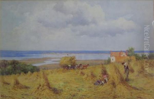 Amongst The Cornstooks Oil Painting by Mary S. Hagarty