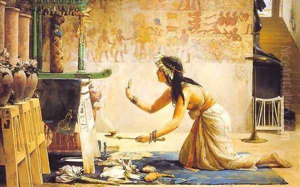 The obsequies of an Egyptian cat Oil Painting by John Reinhard Weguelin