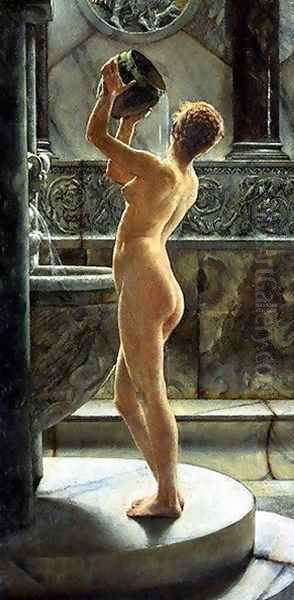 The Bath Oil Painting by John Reinhard Weguelin