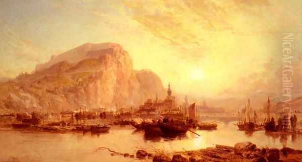 View Of Dinant Belgium Oil Painting by James Webb