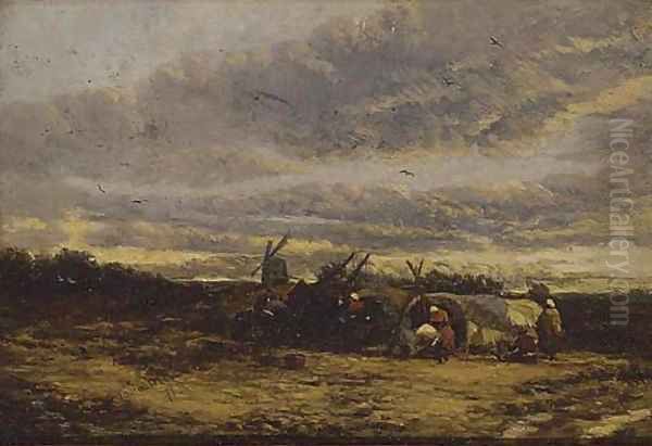 The gypsy encampment, Suffolk Oil Painting by James Webb