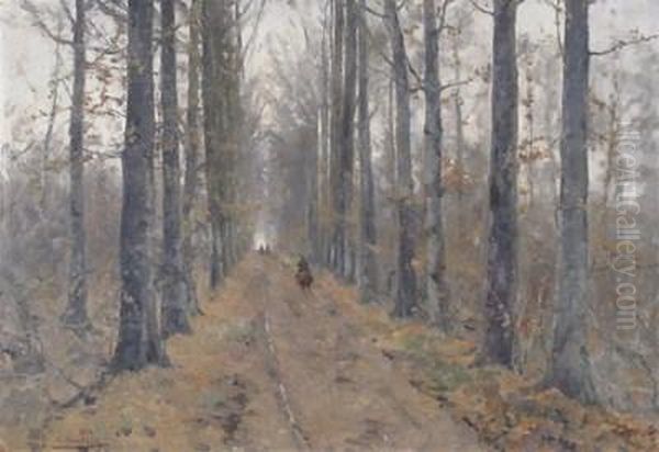 Foret De Soignes Oil Painting by Adolphe Jean Hamesse