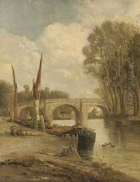 Kew Bridge, on the Thames Oil Painting by James Webb