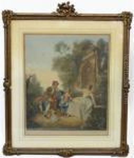 Three Figures And Shepherd With Sheep Oil Painting by William Hamilton