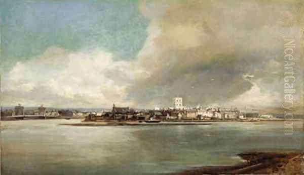 View of Shoreham Oil Painting by James Webb