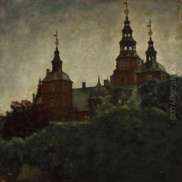 View Towards Rosenborg Castle In Copenhagen Oil Painting by Svend Hammershoi