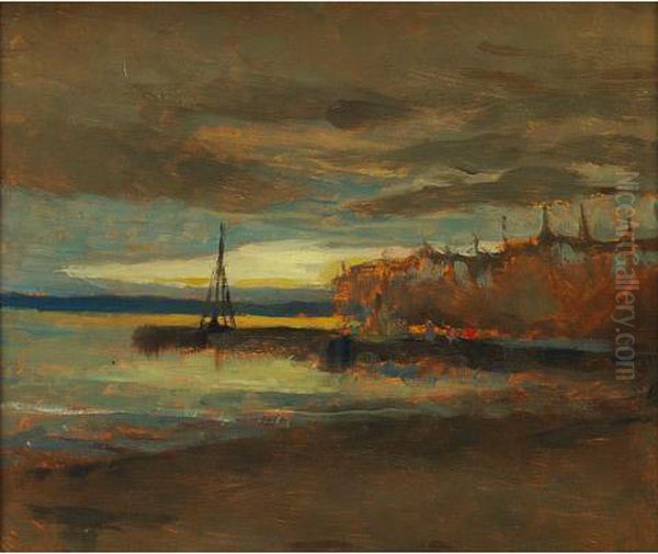 By The Lakeshore, N.b. Oil Painting by John A. Hammond