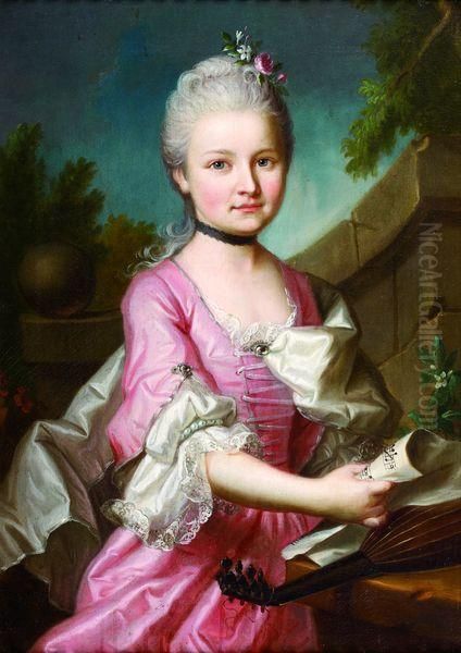 portrait D'une Jeune Musicienne Oil Painting by Emmanuel Jakob Handmann