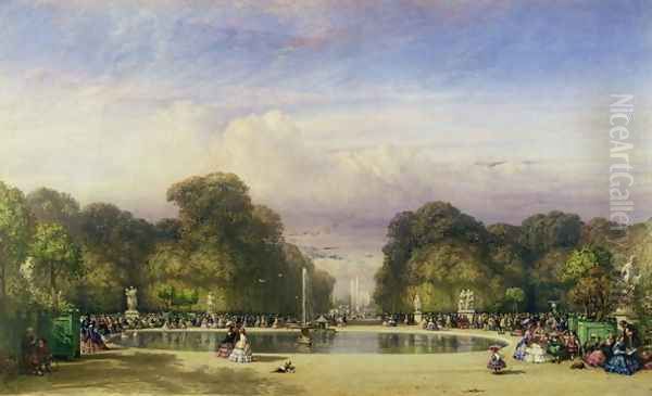 The Tuileries Gardens, with the Arc de Triomphe in the Distance, 1858 Oil Painting by William Wyld