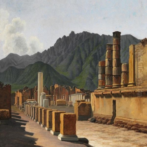 View Of Casa Di Ariadne In Pompeii Oil Painting by Constantin Hansen