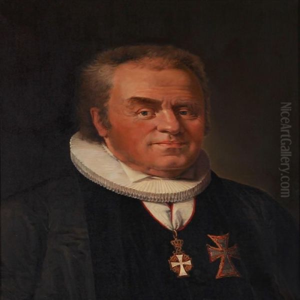 Portrait Of Bishop Peter Outzen Boisen Oil Painting by Jakob Hansen