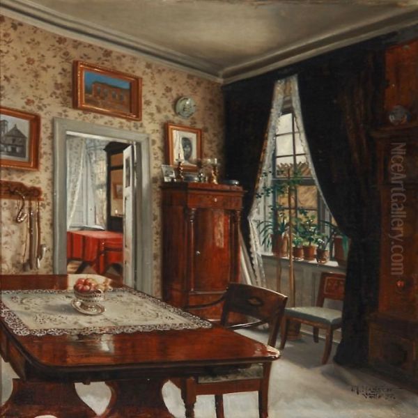 Interior From Vallo Castle Oil Painting by Josef Theodor Hansen