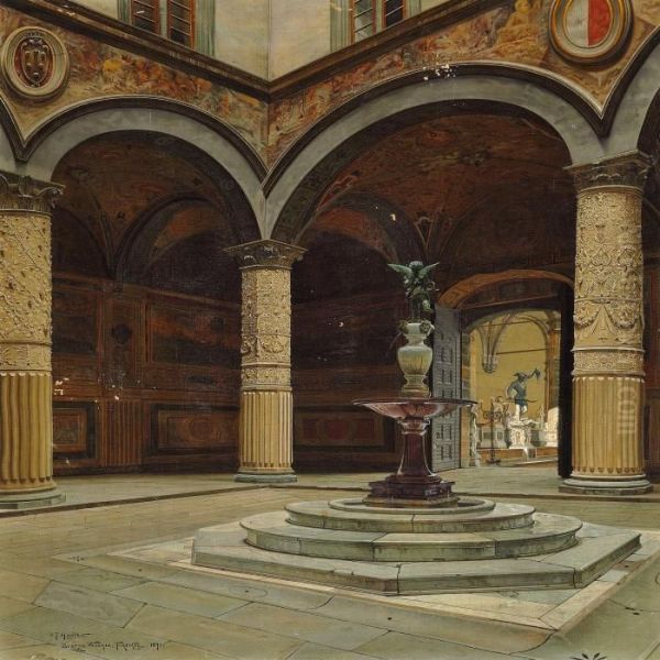 Gaard I Palazzo Vecchio. Firenze Oil Painting by Josef Theodor Hansen