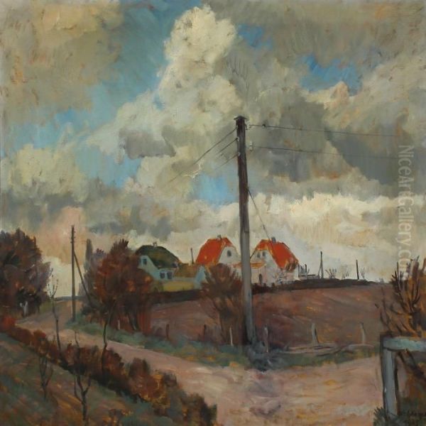 Landscape With Houses Oil Painting by Niels Hansen