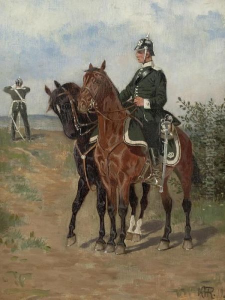 Prussian Cavalryman Oil Painting by Karl Frederik Hansen-Reistrup