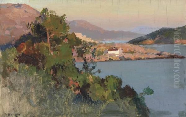 View Of The Dalmatian Coast Oil Painting by Aleksei Vasilievich Hanzen