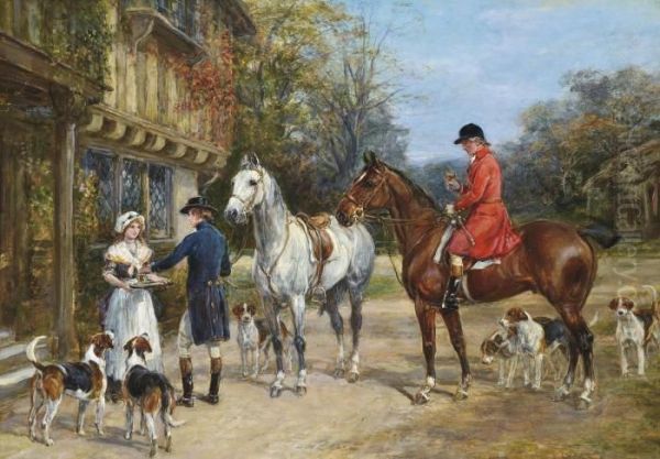 A Toast Before The Hunt Oil Painting by Heywood Hardy