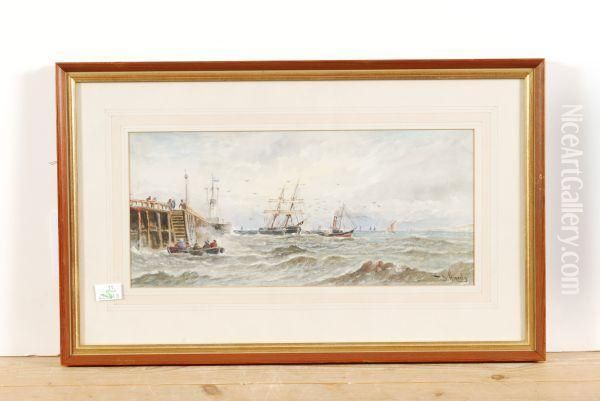 Vessels Off The Coast In A Squall Oil Painting by Thomas Bush Hardy